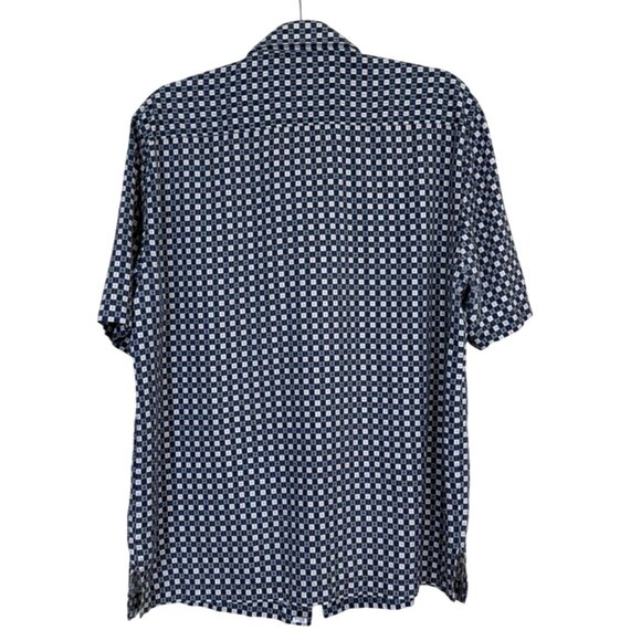 Nat Nast Mens Geometric Print Short Sleeve Button-Up Shirt Silk Blend Size L - Picture 2 of 6